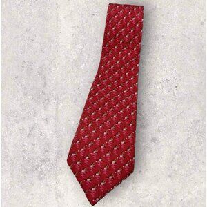 FENDI Silk Tie ITALY XL Burgundy Beige Pink Art W:3.6" EUC